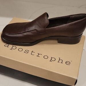 Apostrophe Dark Brown Leather Flats